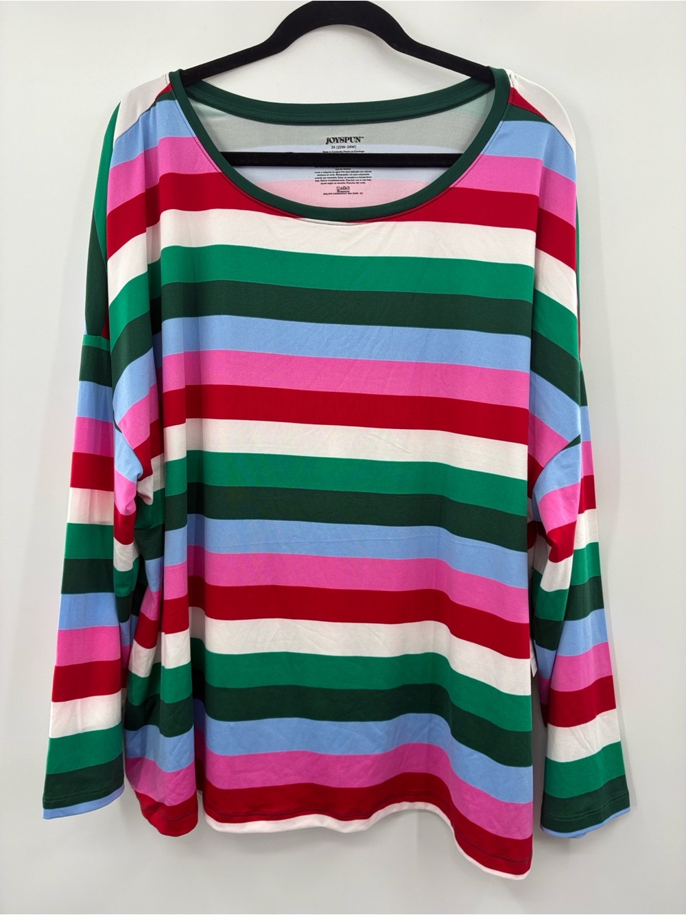 Joyspun  Multi-Color Striped Long Sleeve Top size 3X